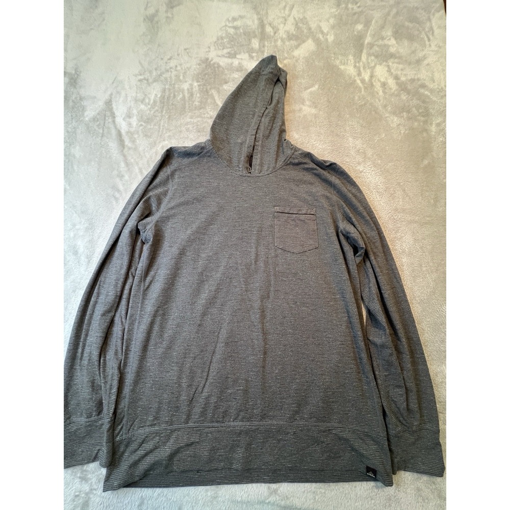 prAna Mens Shirt L Gray Pocket Hooded Long Sleeve Lightweight Pullover